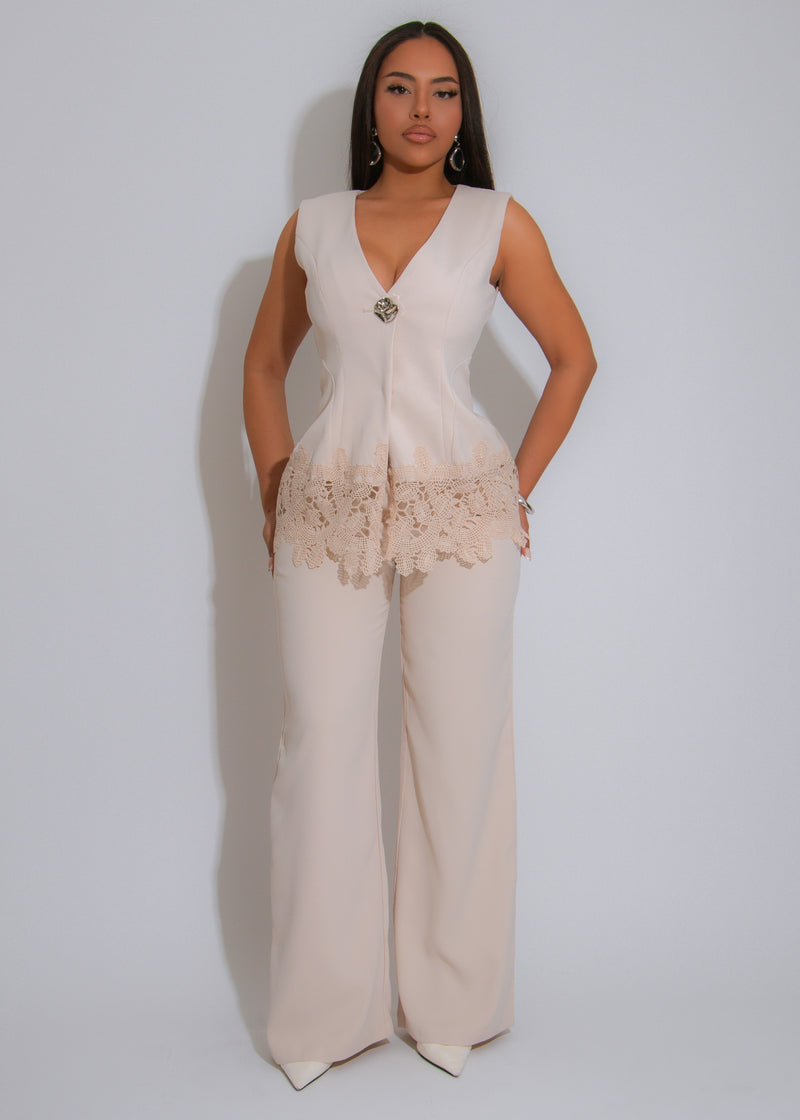 Luxe Lace Power Pant Set Nude