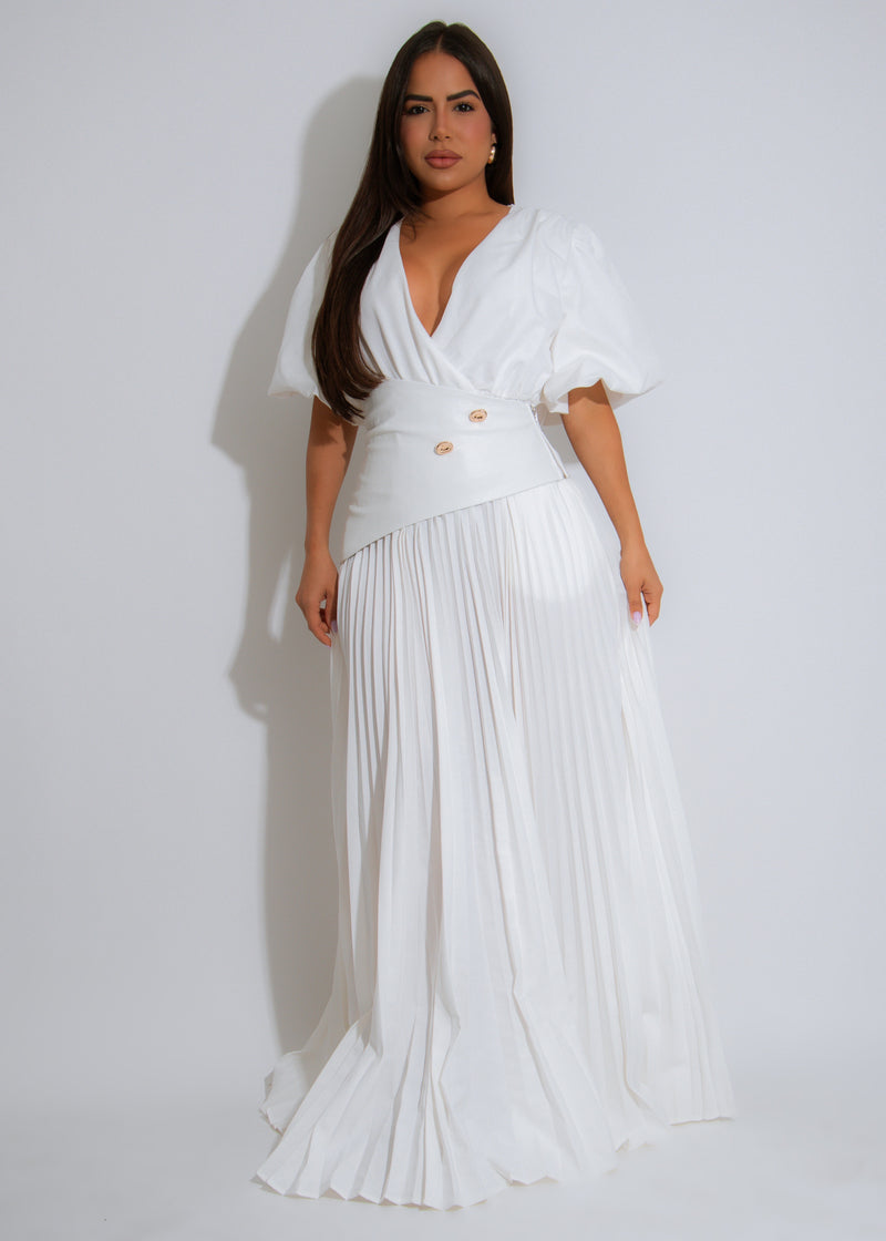 Ivory Muse Ruched Maxi Dress White