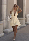 Parisian Stroll Pleated Mini Dress Yellow