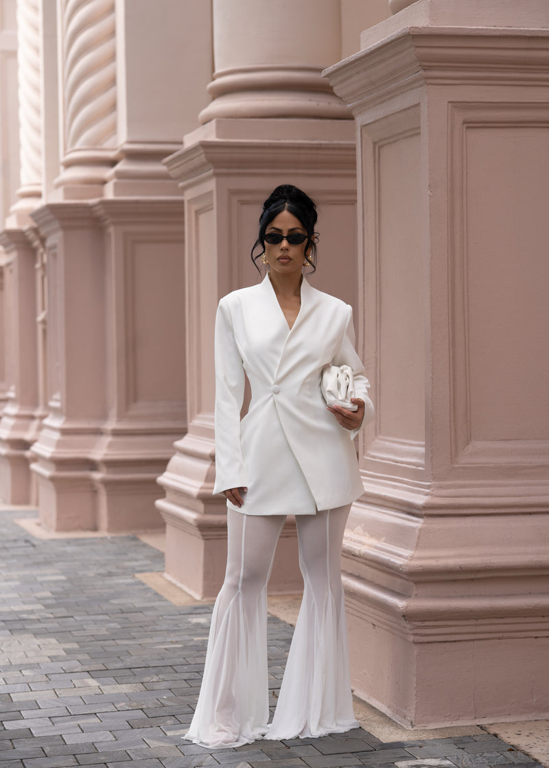 Luxe Layers Mesh Pant Set White