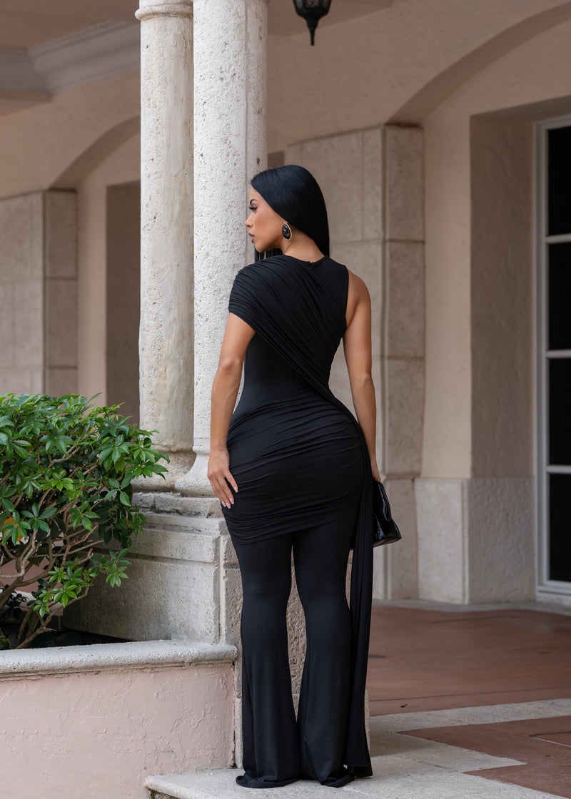 Can’t Blend In Ruched Jumpsuit Black