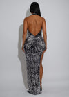 Radiance Sequin Ruched Maxi Dress Black