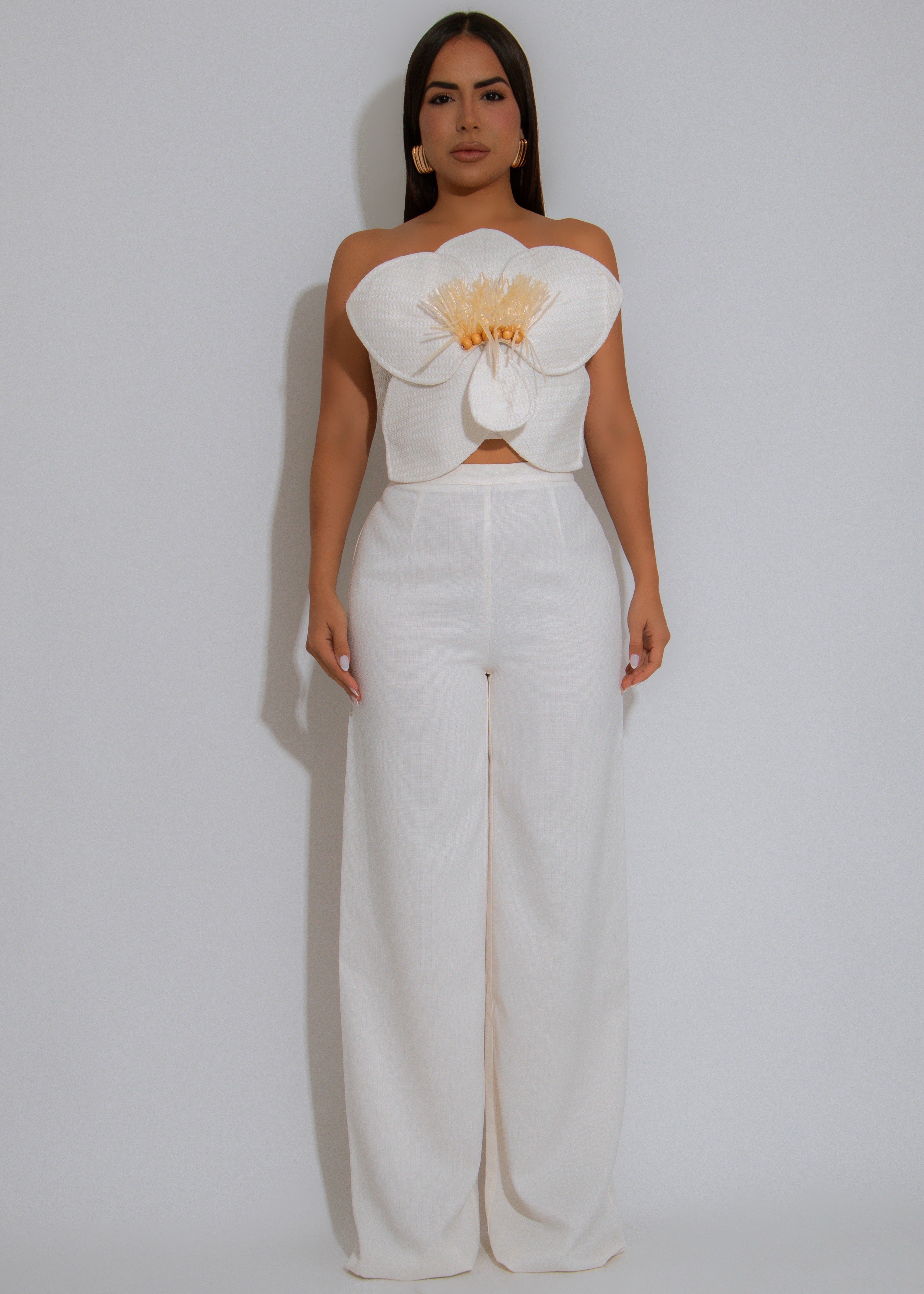 Botánica Luxe Floral Pant Set White