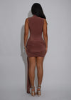 Ambrosia Curve Ruched Mini Dress Brown
