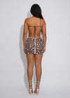 Shattered Halo Rhinestone Mesh Mini Dress Nude