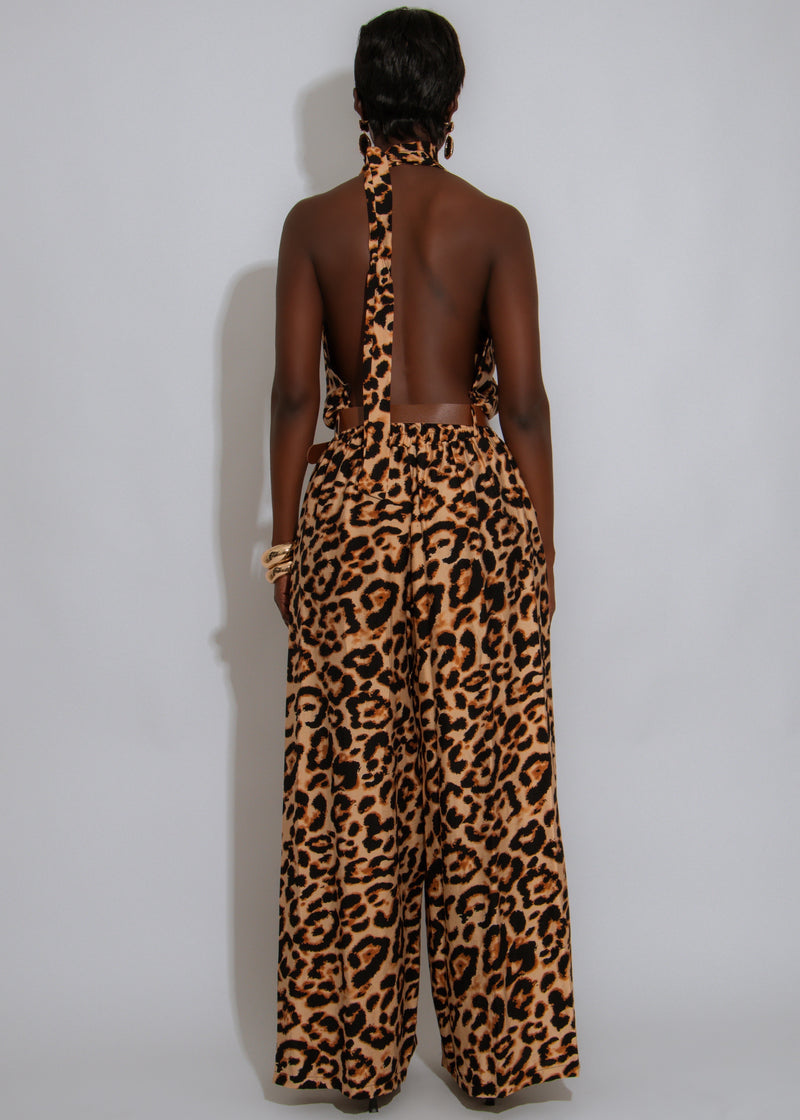 Wild Ambition Leopard Jumpsuit Brown
