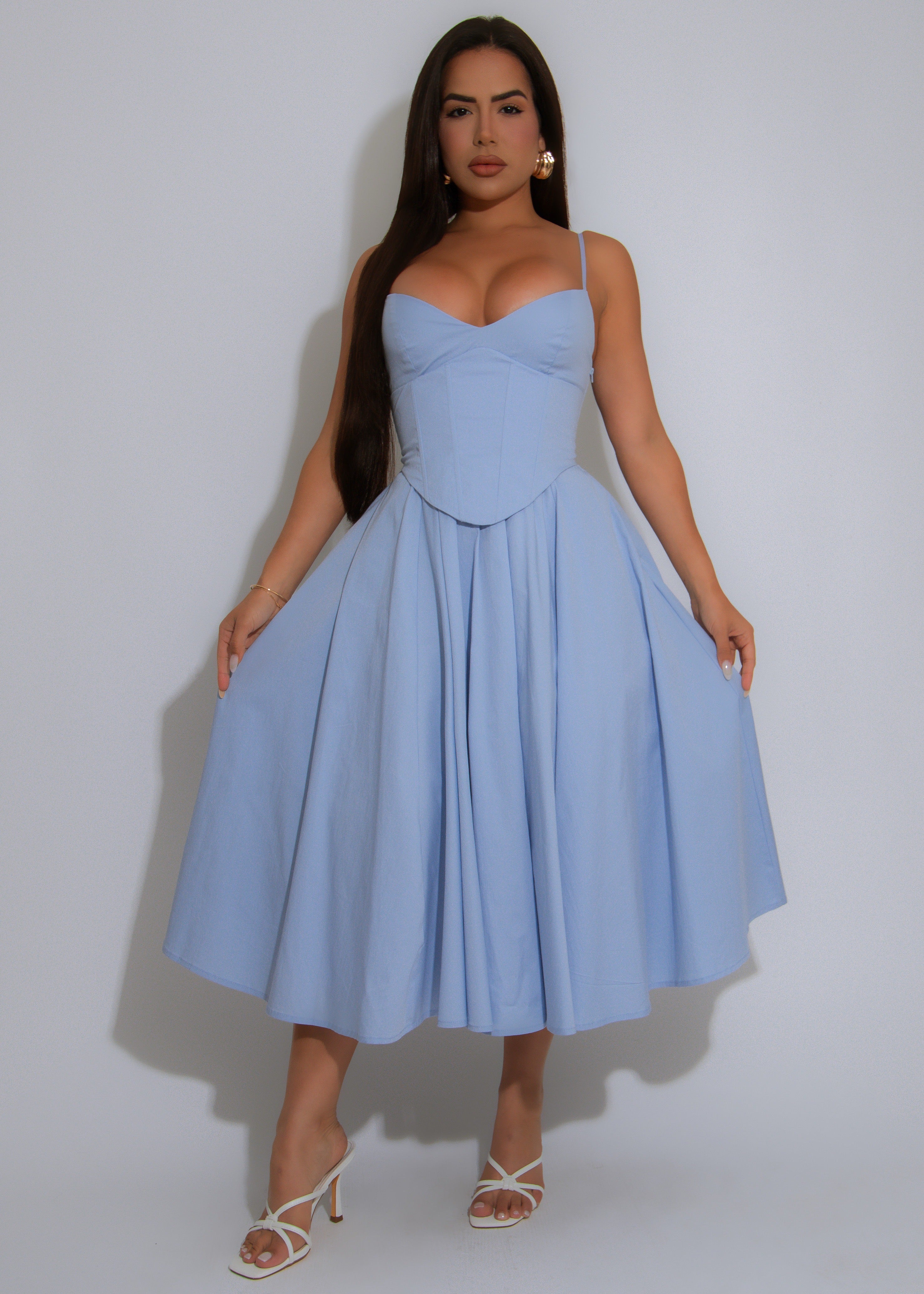 Whisper Skies Midi Dress Blue