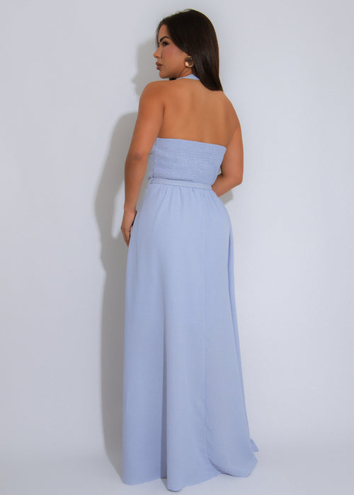 Petal Drift Floral Maxi Dress Blue