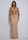 Luxe Halo Rhinestone Skirt Set Nude