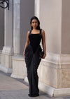 Phantom Grace Velvet Mesh Maxi Dress Black