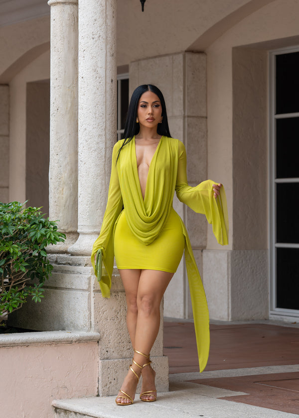 Your Best Wish Mesh Mini Dress Green