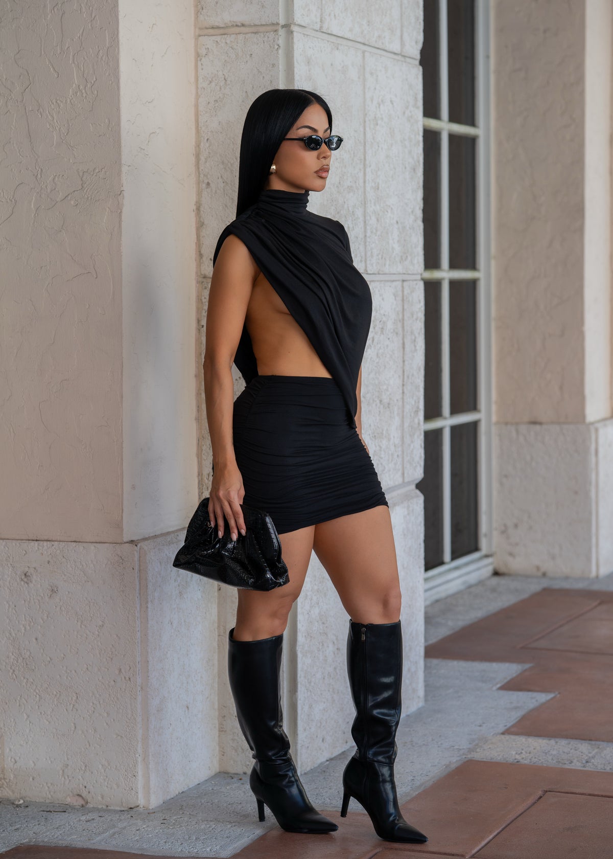 Sweet Deception Ruched Skirt Set Black