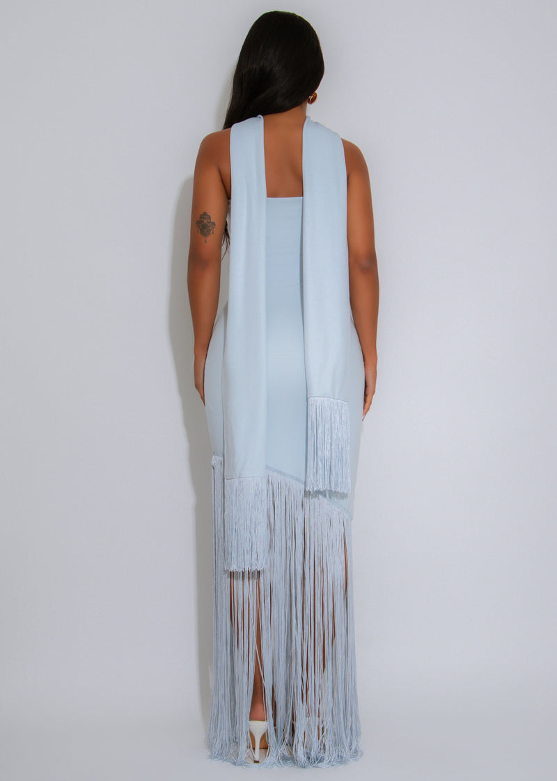 Endless Allure Fringes Maxi Dress Blue