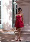 Lustre Affair Structured Rhinestone Mini Dress Red