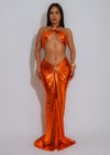 Lustrous Heat Ruched Metallic Bikini Set Orange