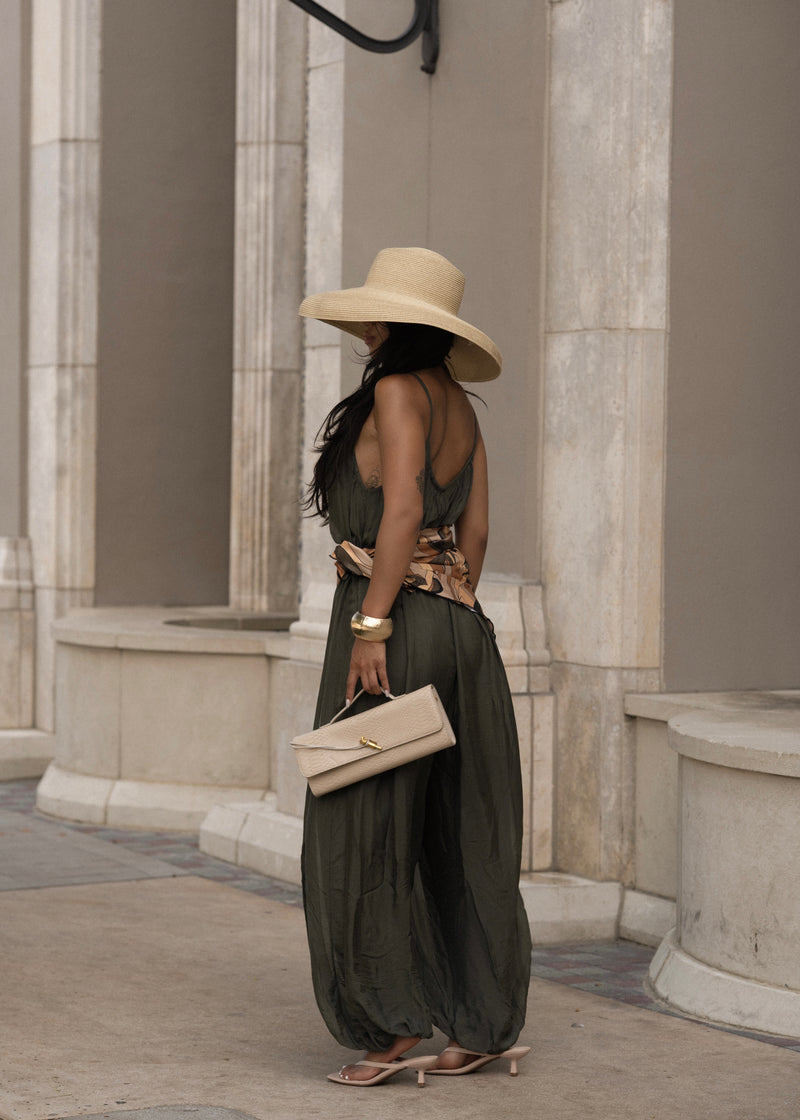 Effortless Essence Ruched Jumpsuit Green