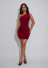 Twisted Desire Ruched Mini Dress Red
