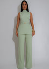 The Draped Aura Ribbet Pant Set Green