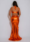 Lustrous Heat Ruched Metallic Bikini Set Orange