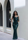 Celestial Glint Sequin Maxi Dress Green