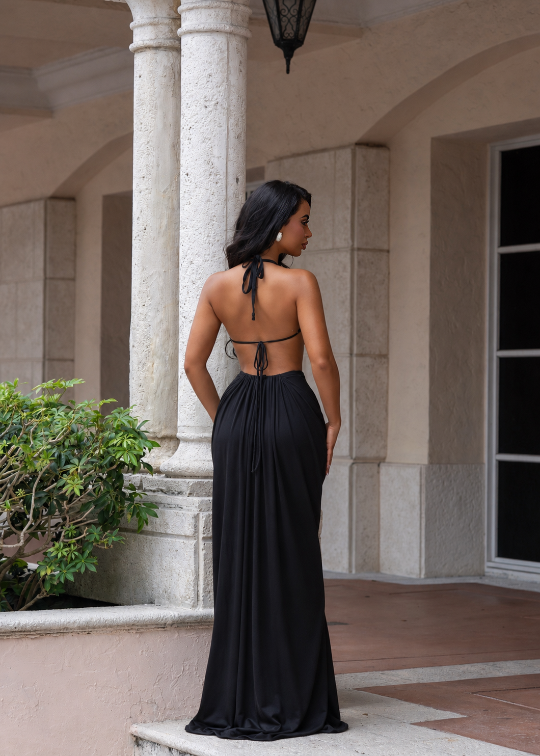 After Hours Affair Ruched Maxi Dress Black