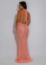 Ocean Siren Sequin Floral Mesh Maxi Dress Orange