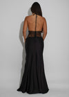 Moonlit Desire Satin Lace Maxi Dress Black