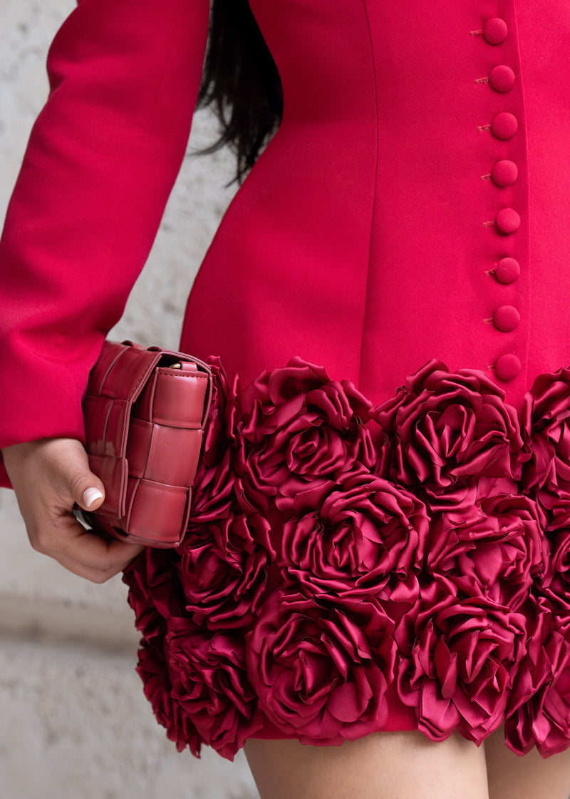 Rose Reign Blazer Mini Dress Red