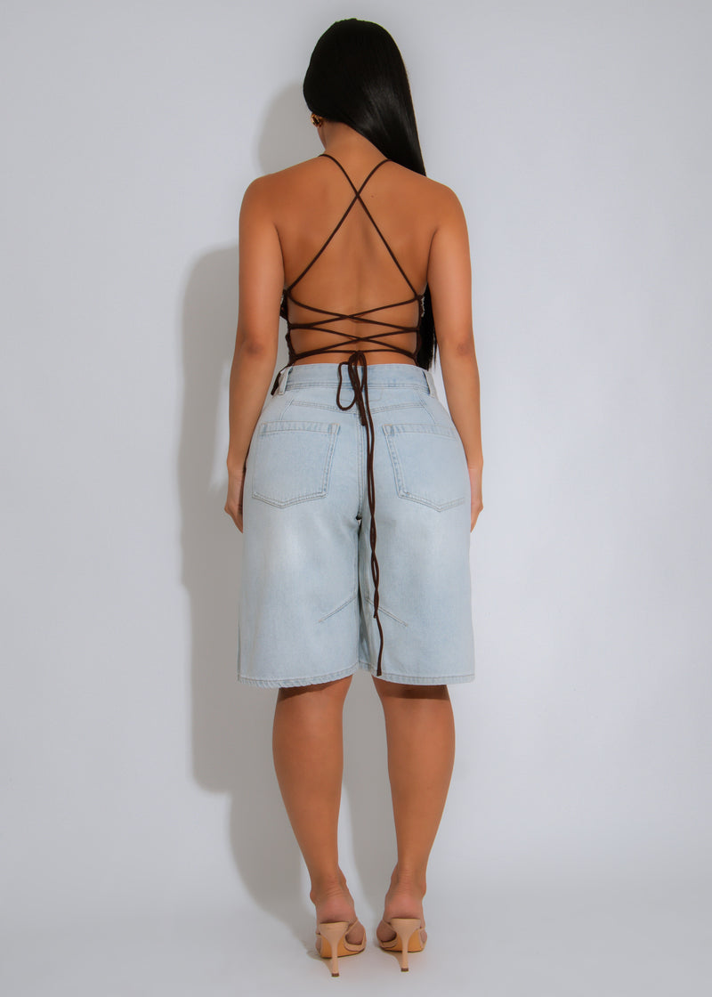 Moonlit Bloom Floral Sequin Crop Top Brown