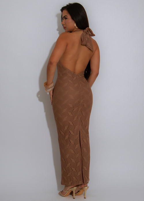 Split Intention Midi Dress Brown