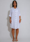 Sundown Ease Linen Mini Dress White