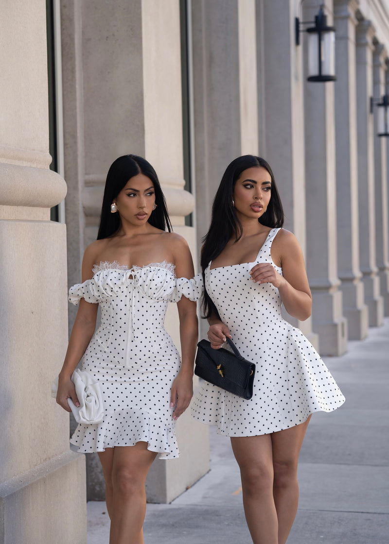 Petite Maison Polka Dot Mini Dress White