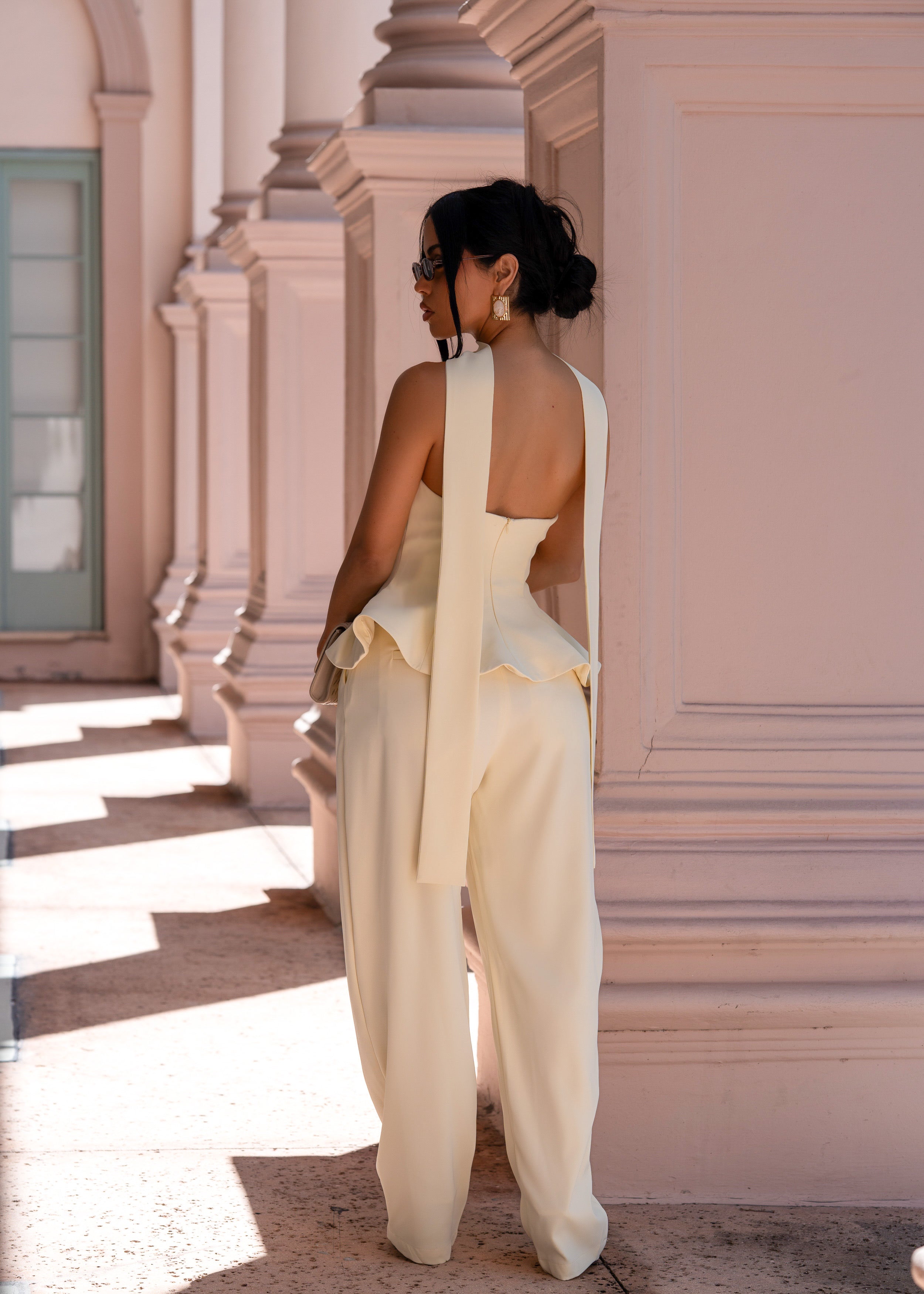 Sculpted Seduction Peplum Pant Set Yellow