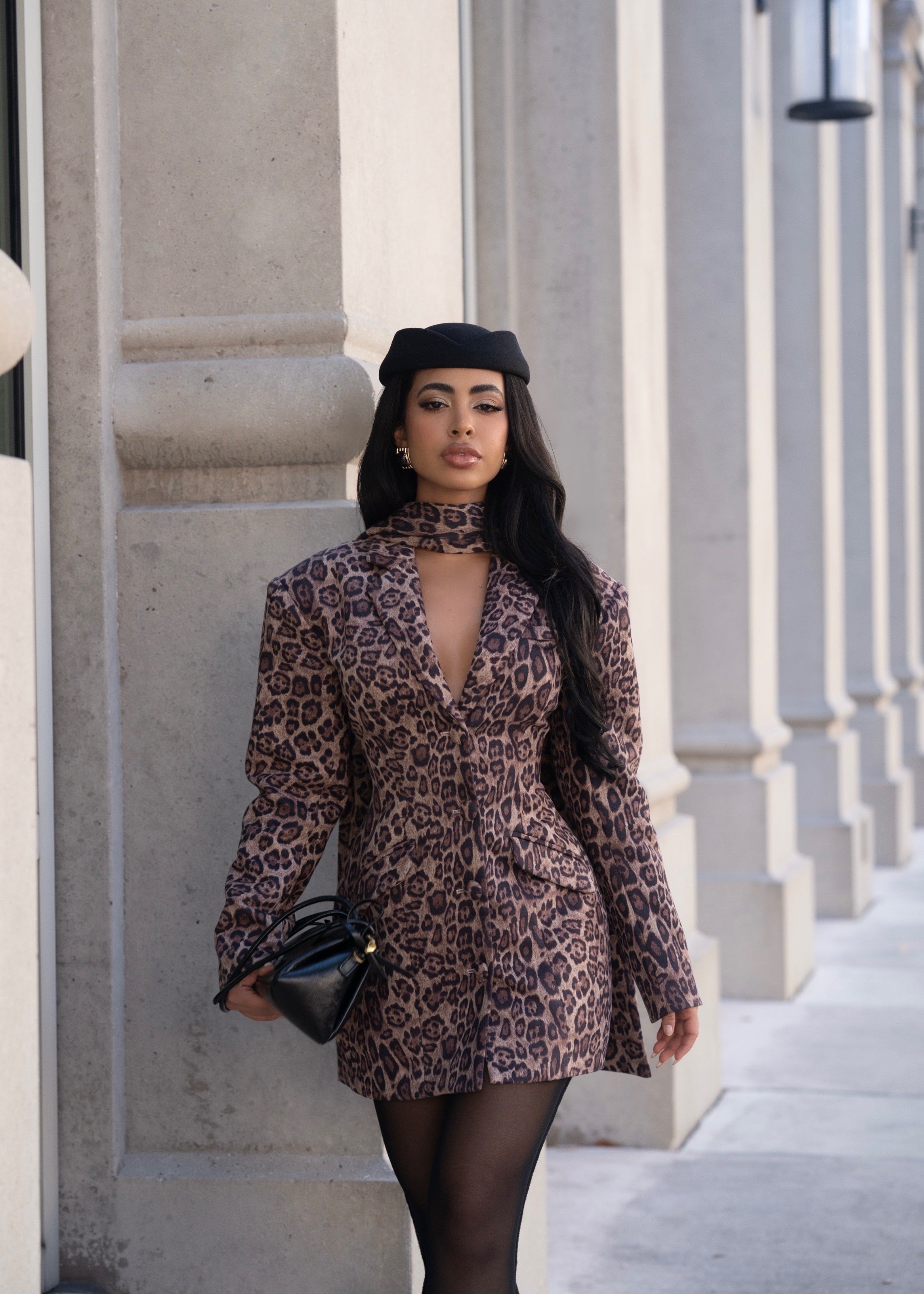 Power Instinct Leopard Mini Dress Brown