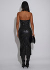 Femme Aura Faux Leather Midi Dress Black