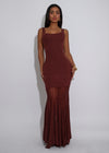 All My Potentials Mesh Ribbed Maxi Dress Brown