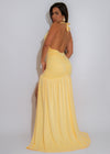 Nocturnal Flow Ruched Maxi Dress Yellow