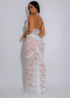 Sheer Agenda Lace Ruched Skirt Set White