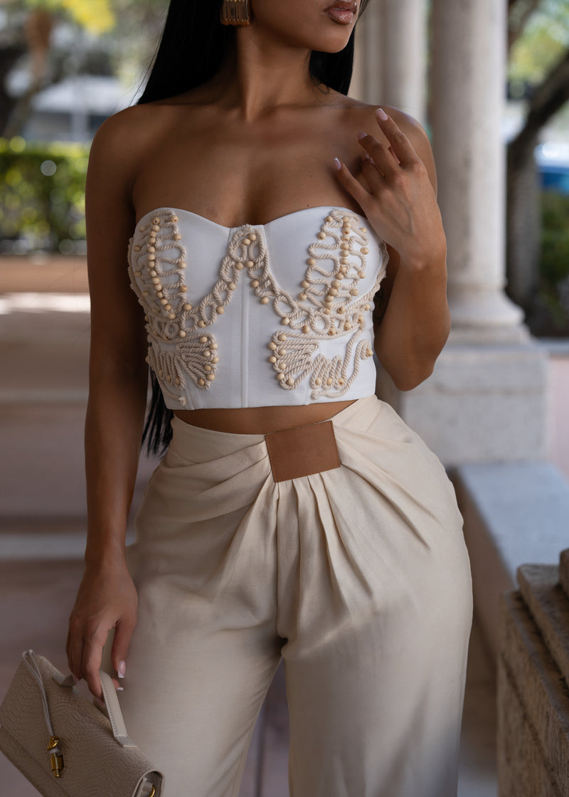 Sahara Muse ruched Pant Set White