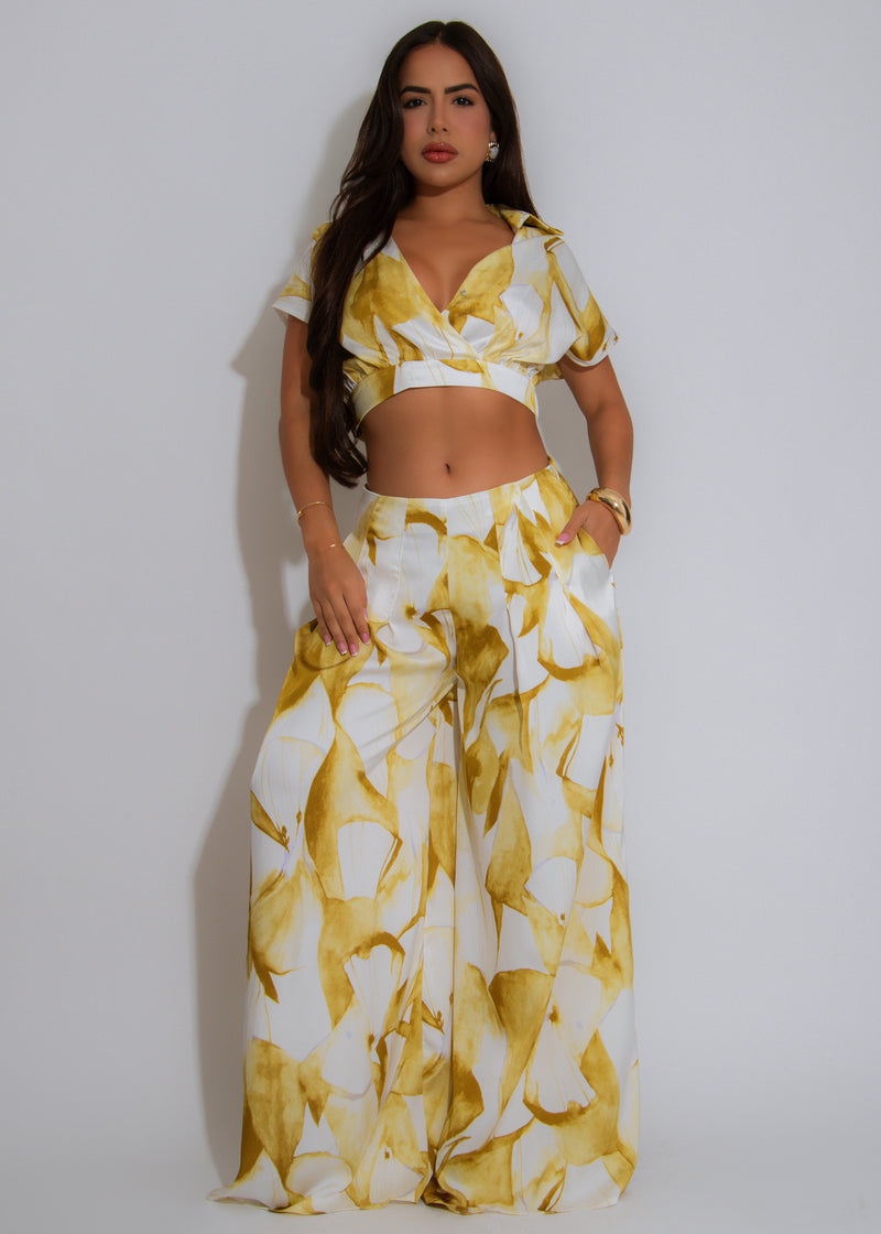 Electric Eden Floral Pant Set Green