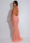 Ocean Siren Sequin Floral Mesh Maxi Dress Orange