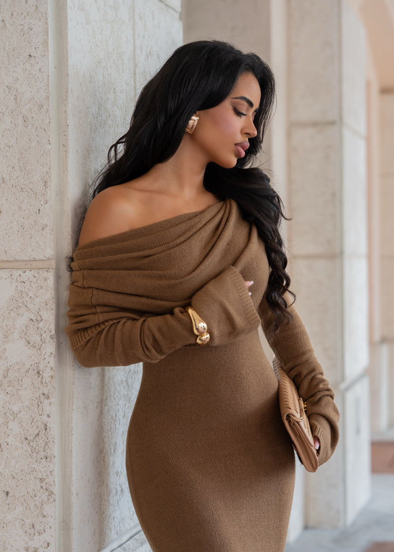 Elemental Ease Knit Maxi Dress Brown
