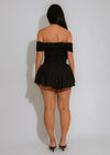 After Hours Mesh Stripes Ruched Romper Black