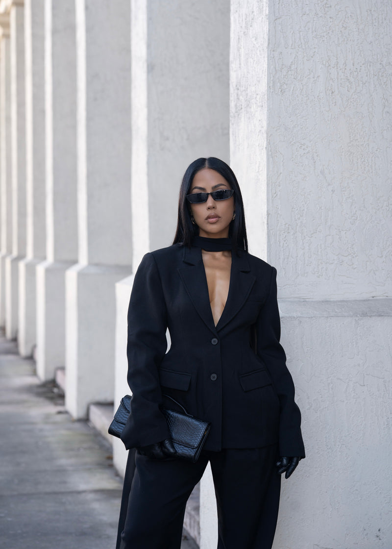 Femme Code Structured Blazer Pant Set Black