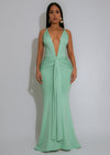Mirage Flame Ruched Maxi Dress Green