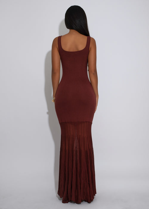 All My Potentials Mesh Ribbed Maxi Dress Brown