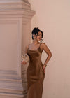 Luminous Sheerfall Satin Maxi Dress Brown