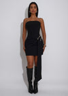 Enigma Drape Mini Dress Black