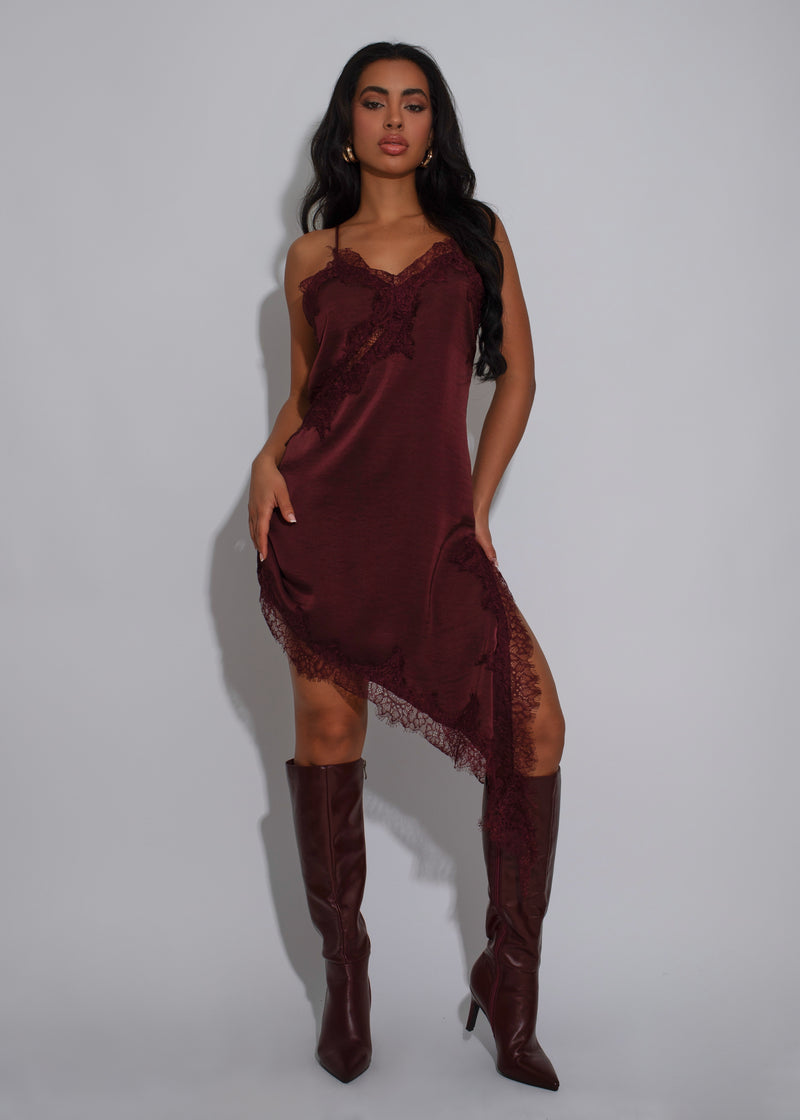 Rosette Drift Lace Mini Dress Red