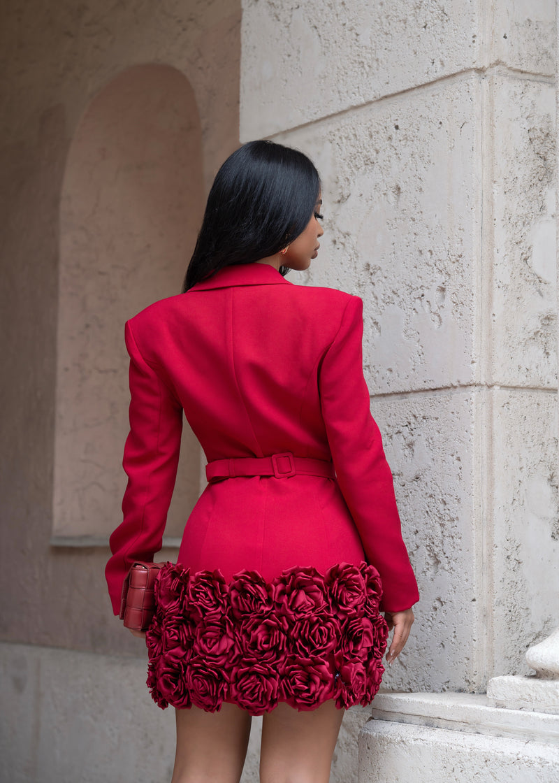 Rose Reign Blazer Mini Dress Red